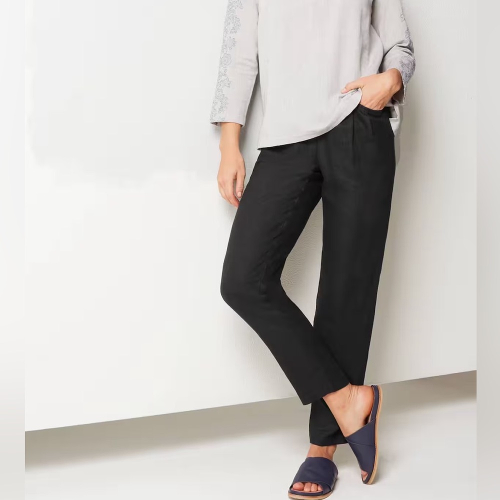 Pure Jill Linen Pleated-Pocket Pants
